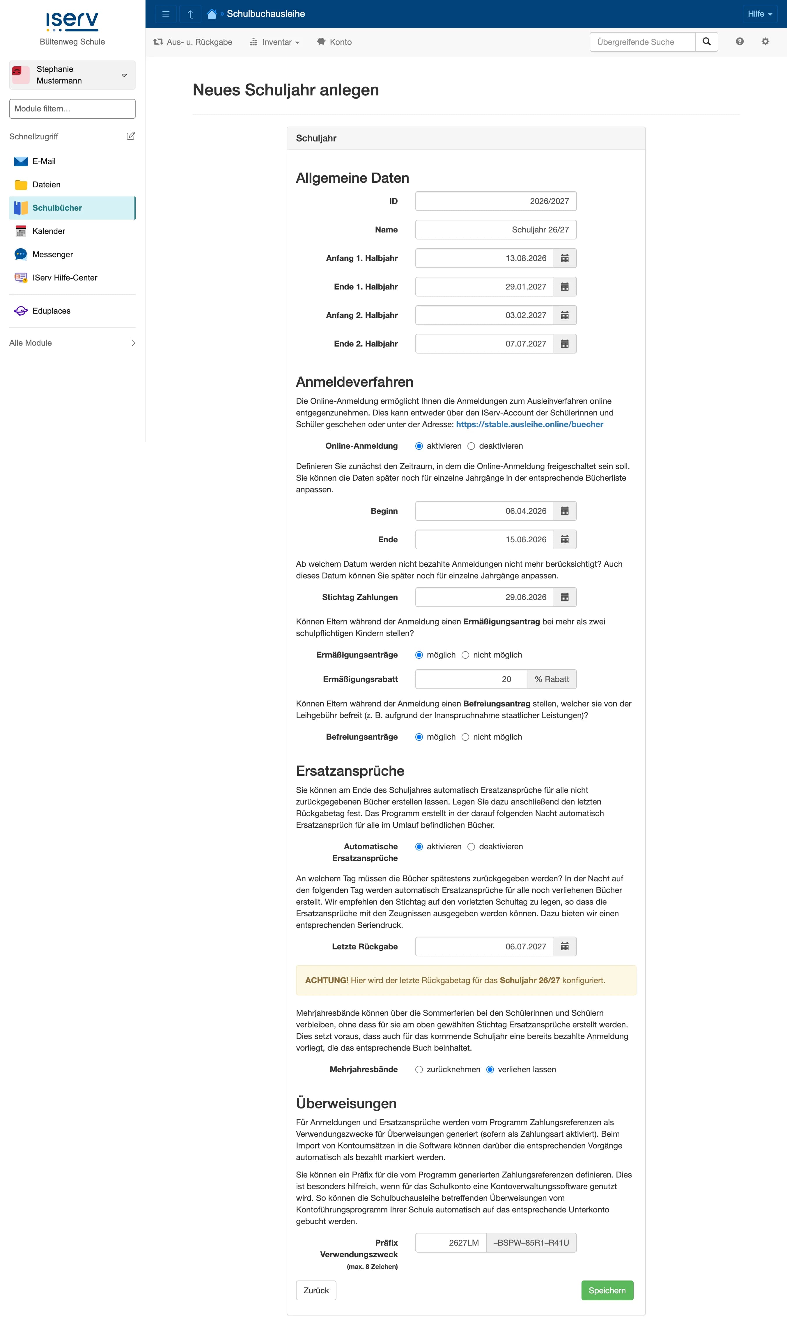 Einrichtungs-Assistent: Neues Schuljahr anlegen (VOLLversion)
